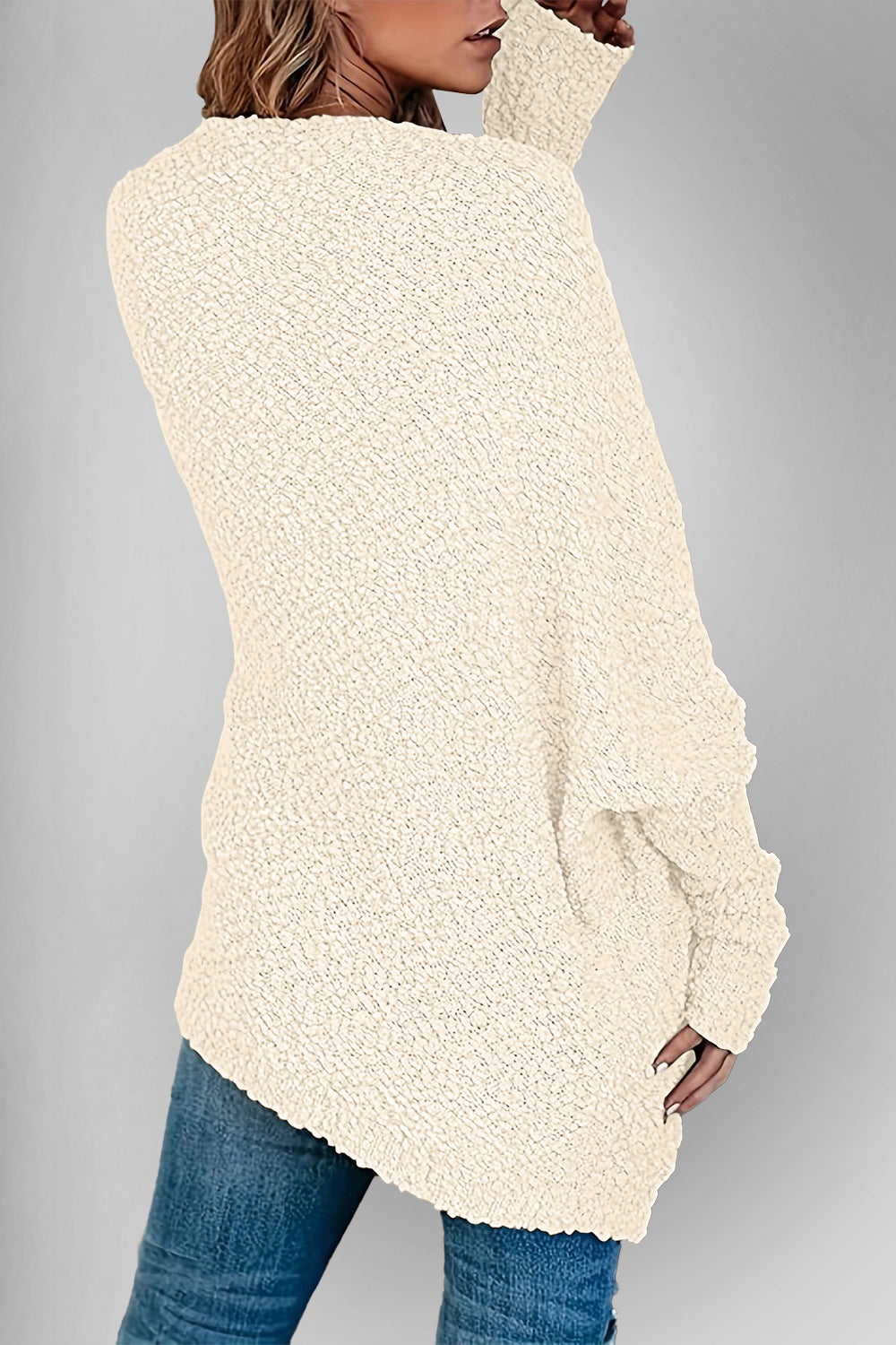 Sweater Cardigan - Double Take Pocketed Open Front