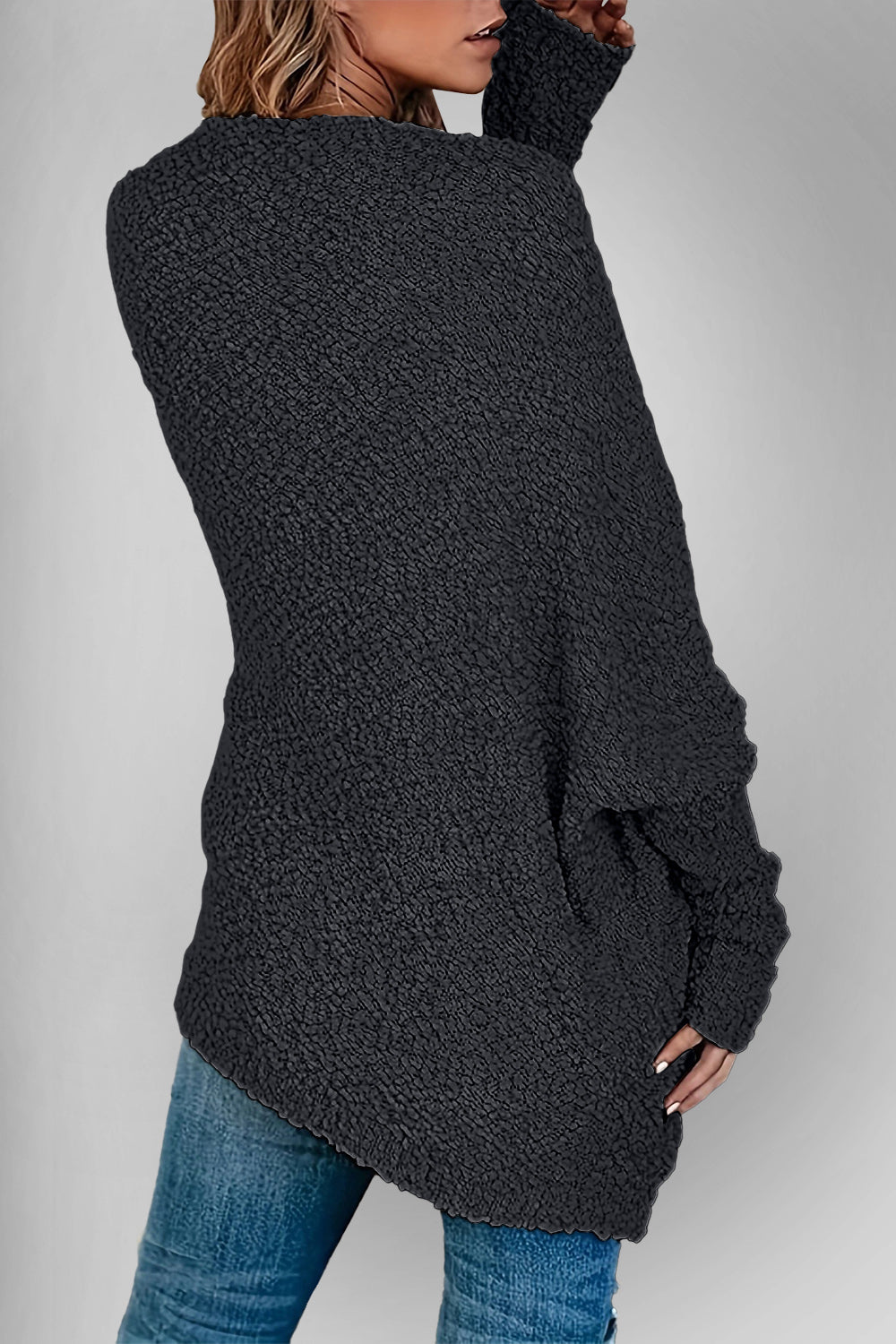 Sweater Cardigan - Double Take Pocketed Open Front