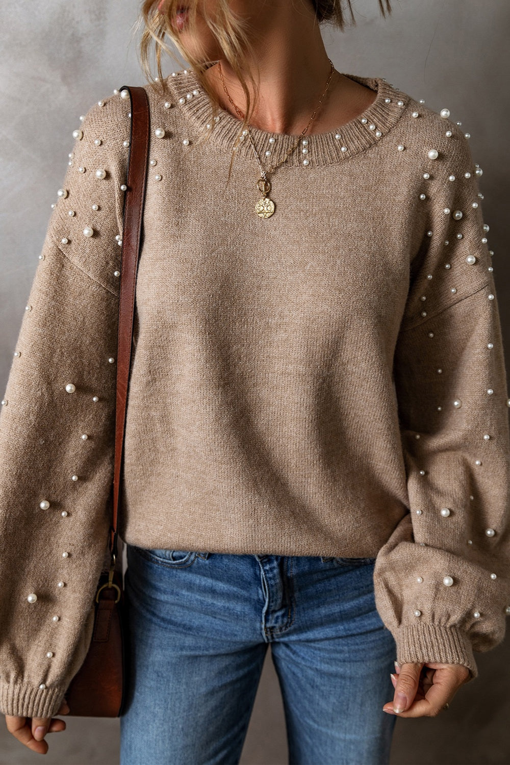 Sweater - Pearl Detail Round Neck