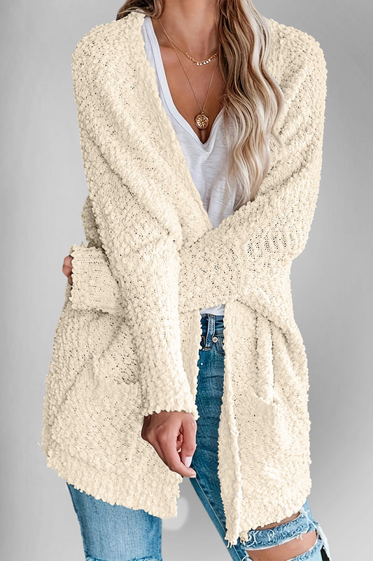 Sweater Cardigan - Double Take Pocketed Open Front